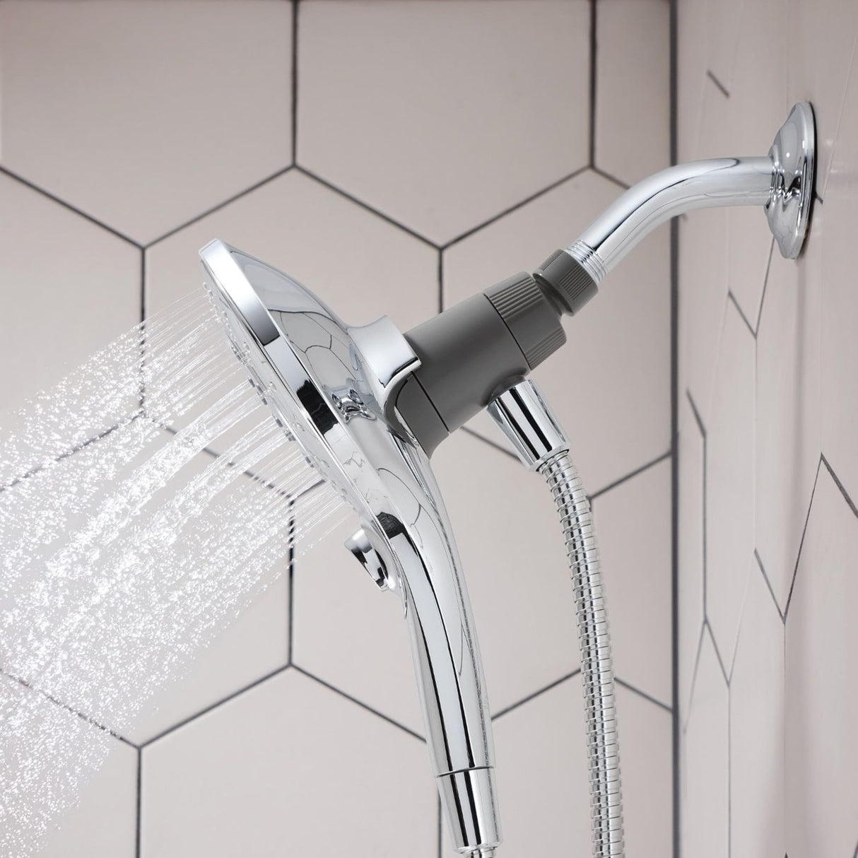 Moen Engage Chrome Magnetix Six-Function 5.5-Inch Wide Handheld Shower Head with Hose and Magnetic Docking System, 26112