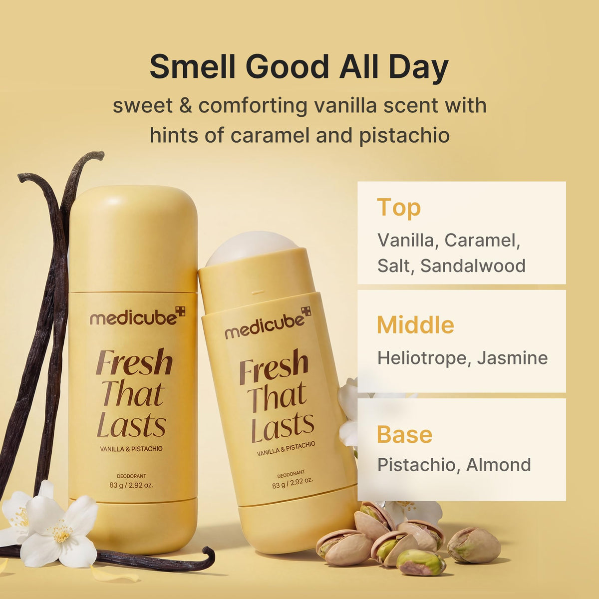 medicube Deodorant with Kojic Acid Turmeric, Sweet Vanilla Scent, 2.92 oz