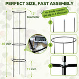 60 Inch Round Tomato Cages for Garden - 2 Pack Heavy Duty Metal Tomato Trellis Plant Support, Adjustable Height & Stackable, Easy Assembly for Outdoor Climbing Plants
