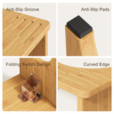Squatting Potty for Adults Foldable, 7In Bamboo Toilet Stool Squat Adult and Kids, Wood Travel Poop Stool for Bathroom, Wooden Portable Toilet Foot Step, Premium Flip Pooping Potty Stool