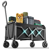SUNNYFEEL Lightweight Folding Wagon Cart, 350LBS Portable Wagon Carts Foldable for Shopping Camping Garden Beach,Black