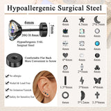 Jstyle 21 Pairs Hypoallergenic Flat Back Stud Earrings for Women Men Surgical Stainless Steel Earrings for Sensitive Ears Cartilage Earring Small Studs Earrings Set Stacks Screw Back Black Earrings