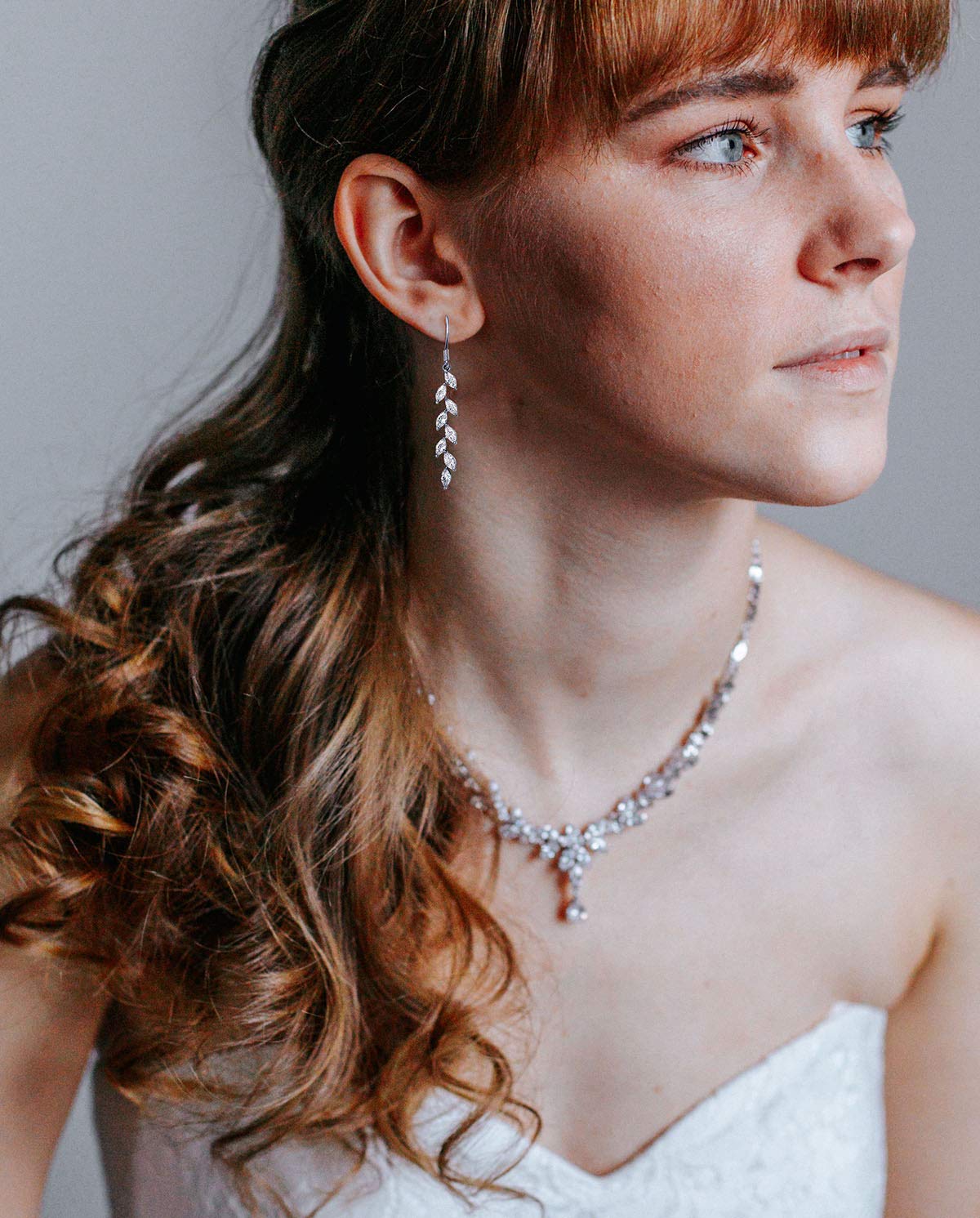 SWEETV Marquise Wedding Bridal Dangle Earrings for Brides Bridesmaid
