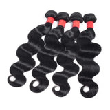 Body Wave Bundles Human Hair 18 20 22 24 Inch 4 Bundles Human Hair 12A Unprocessed Brazilian Virgin 100% Real Human Hair Bundles Double Weft Natural Black Color Hight Gram Hair Extensions