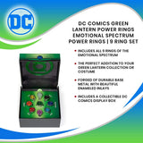 DC Comics Green Lantern Power Rings Emotional Spectrum | Includes 9 Adjustable Rings Featuring Each Emotion