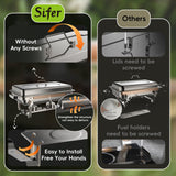 sifer 9Qt 4Pack [Multi-Size] Chafing Dish for Buffet | 80% Faster Screwless Assembly & Stackable Design for Wedding/Home/Christmas Buffets