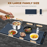 Homelove Warming Mat for Food - Fast Full Surface Electric Warming Tray with 7 Temp-Settings & 8H Timer, Portable Roll Up Food Warmer with Heat Insulation Pad for Gatherings Parties Buffet XXL-Navy