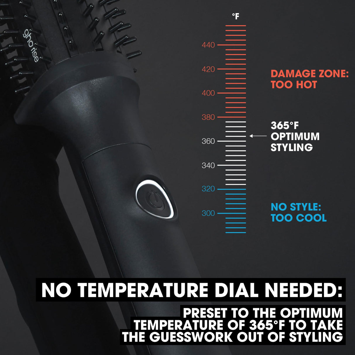 ghd Rise Volumizing Hot Hair Brush ― Professional Volumizing Hot Hair Brush for Dry Hair for Maximum Lift with Safer-for-Hair Optimum Styling Temperature ― Black