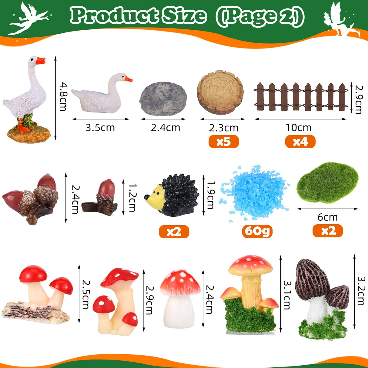 HIYZI 109 Pcs Fairy Garden Accessories Fairy Garden Kit Miniature Fairy Figurines Accessories Fairy Animals Decor Outdoor for DIY Dollhouse