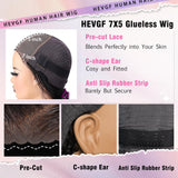 Glueless Curly Wigs Human Hair 7x5 Wear and Go Wig Human Hair Pre Plucked Pre Cut Black Deep Wave Closure Lace Front Wigs Human Hair 12a 220% Density Loose Curly Wig Bleached Knots for Women 28 Inch