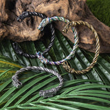 TURTLEDOVE Viking Wolf Fenrir Bangle - Adjustable Stainless Steel Norse Scandinavian Torc