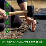 200 Pcs Garden Stakes Landscape Staples Set, 6 Inch 11 Gauge Heavy Duty Galvanized 100 U-Shaped Pins with 100 Gaskets for Weed Barrier Fabric, Grass Sod, Artificial Turf & Yard Landscaping