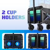 500LBS Heavy Duty Collapsible Wagon Cart with 360°Swivel Break for Beach