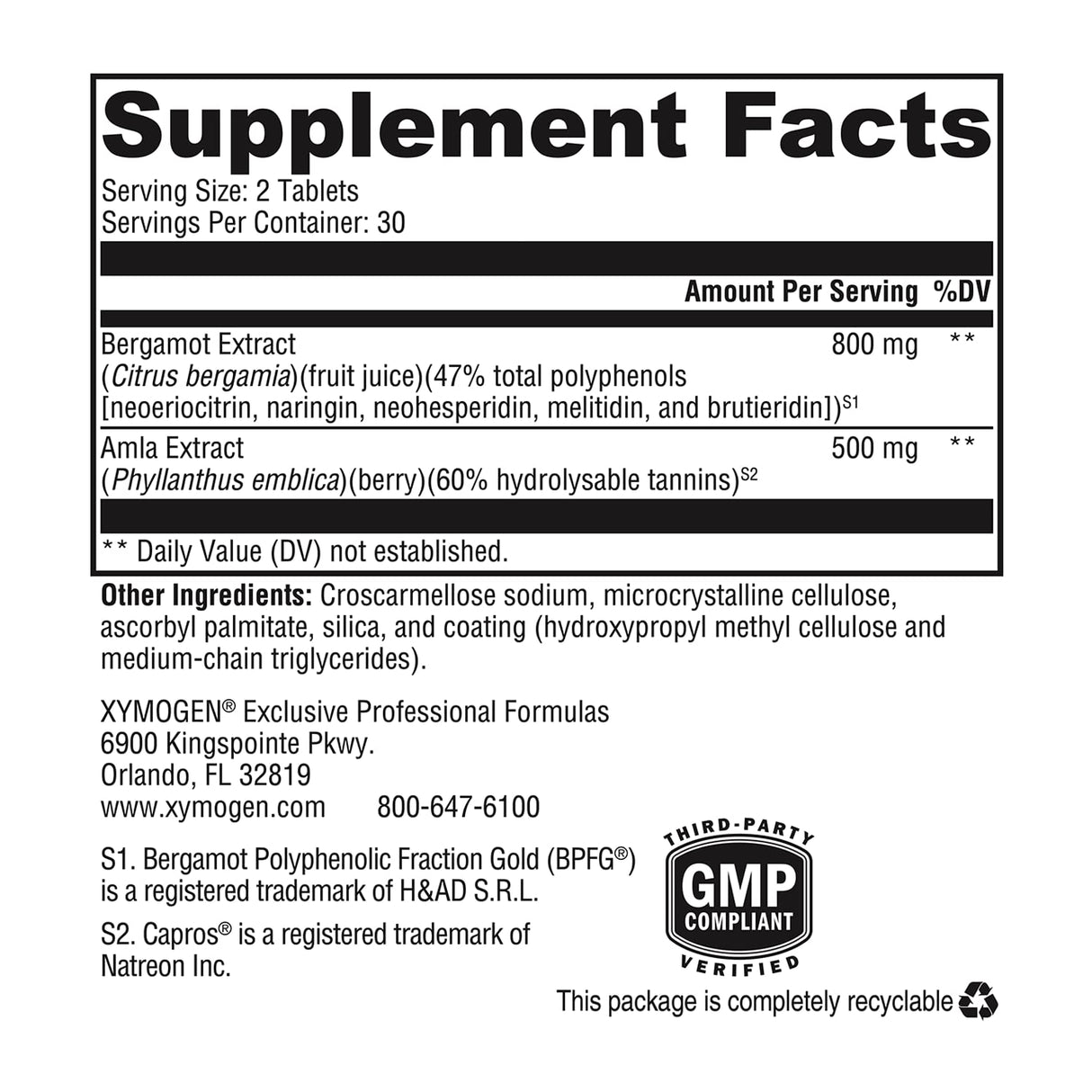 XYMOGEN BergaCor Plus - Bergamot Supplement - Polyphenols to Support Cardiovascular Health + Help Maintain Healthy Cholesterol Levels Already Within Normal Range (60 Tablets)