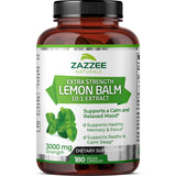 Zazzee Organic Lemon Balm 10:1 Extract, 3000 mg Strength per Capsule, 180 Vegan Capsules, 6 Month Supply, Standardized and Concentrated 10X Extract, 100% Vegetarian, All-Natural and Non-GMO