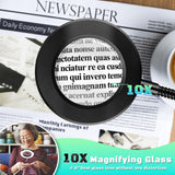 10X Magnifying Glass with Light, Clip on Mganifier with Light, 48 LED Desk Magnifying Glass wtih Clamp, 3 Modes Dimmable Magnifying LED Lamps for Bed Work Crafts DIY Repair Black