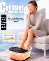 SPA4PIEDS Collapsible Heated Foot Spa Bath with Bubble, Foot Soaking Tub Featuring 8 Shiatsu Rollers, Pumice Stone and Built-in Timer for Mom, Dad and Foot Relaxation (Black)