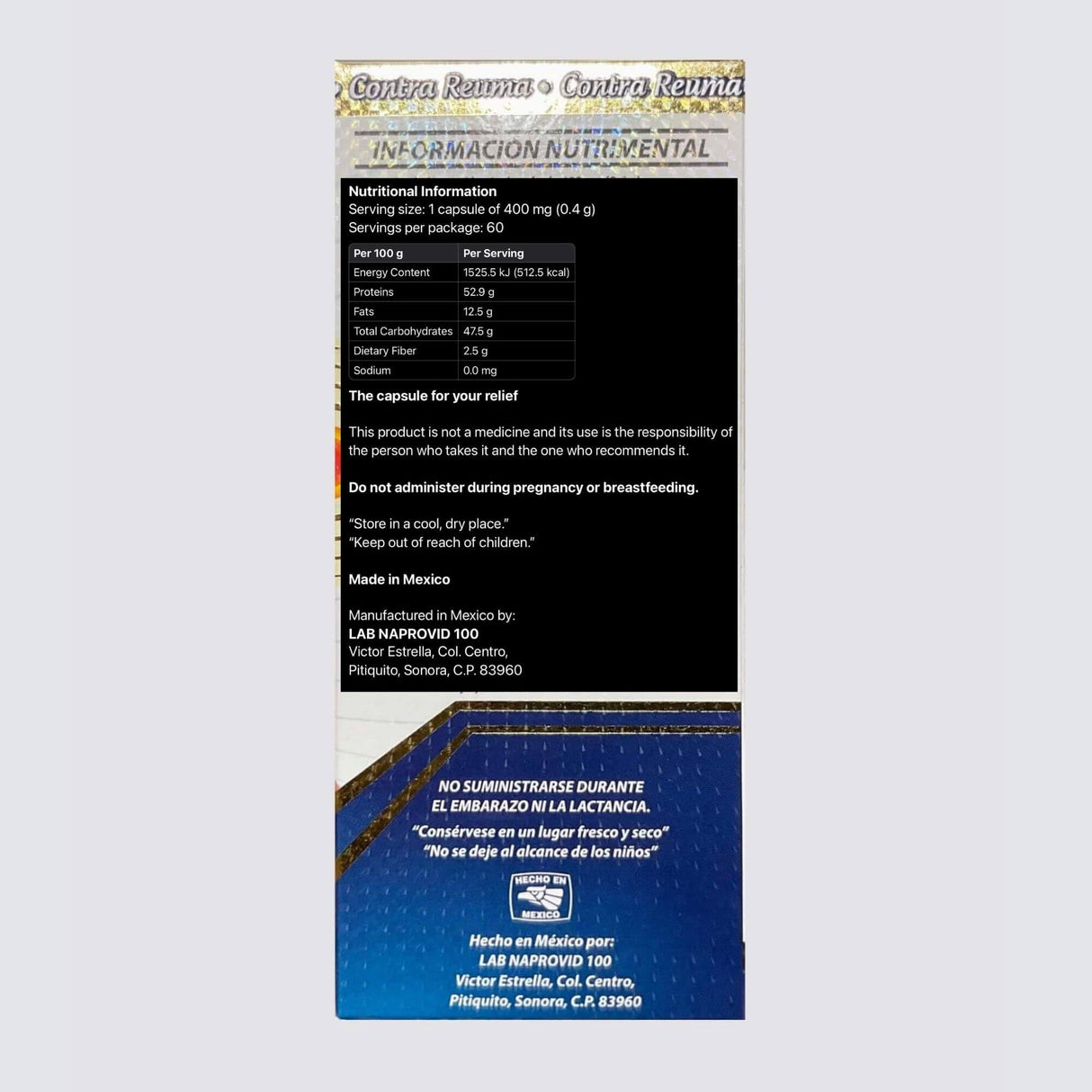 Contra Reumas 100 Capsules Dietary Supplement 100% Original