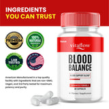Vitaflow Blood Balance Support Supplement, Vita Flow Capsules Premium Glycogen Blend for Joints, Vital Flow Glyco Pills Maximum Strength Pressure Breathing, Vitalflow Natural Advanced Formula (60 Ct)