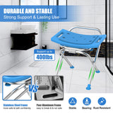 UGarden Folding Shower Chair Seat, 17.5" Stainless Steel Small Shower Chair for Inside Shower, 400lbs Portable Travel Shower Stool, Safety Anti-Slip Bath Chair for Seniors, Disabled, Blue