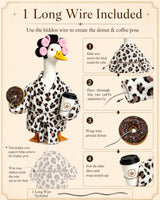 GSPIM Leopard Print Robe Porch Goose Outfits for 23" Goose Statue Funny Retro Home Patio Decor with Hair Curlers Bath Robe Waist Belt Coffee Cup Donut (Leopard Print Bathrobe)
