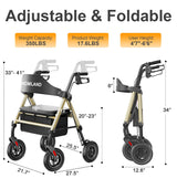HOMLAND Walkers for Seniors with Seat, Foldable Rollator Walker, Reinforced Aluminum Frame, 8" Big Rubber Wheels for All Terrain, Height Adjustable Lightweight Rolling Walker