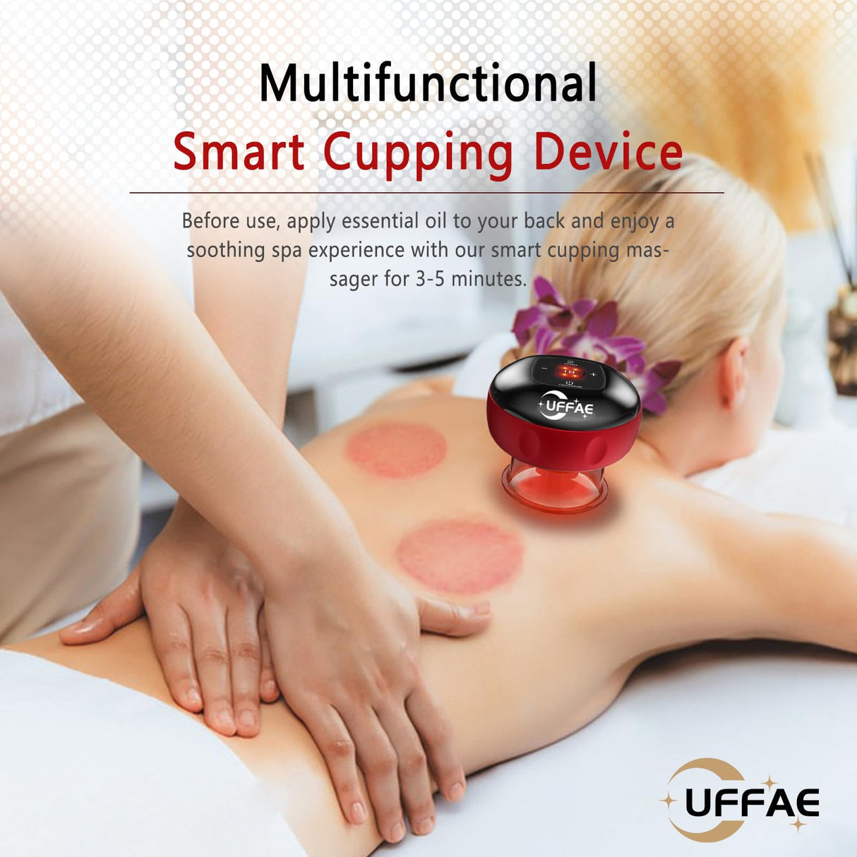 UFFAE 5-in-1 Electric Cupping Therapy Set, Smart Cupping Therapy Massager, 12 Levels of Suction Strength and Temperature Control，for Targeted Pain Relief, Portable Electric Cupping Device