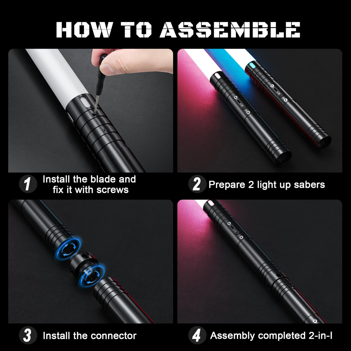 TQQALCYS Lightasaber, Type-C Rechargeable Sword Toy for Kids Cosplay, 2PCS