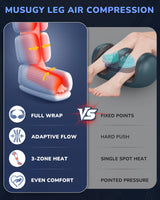 Musugy Leg Massager with Heat and Compression : Sequential Compression Boots with 6 Modes,9 Intensity and 3 Heat for Circulation and Pain Relief - Christmas Birthday for Mom, Dad, Athletes, Gym