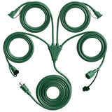 Eversimpleinc 1 to 4 Splitter Extension Cord (Combined 68 FT, End to End 50 FT), 3 Prong Plug with 4 Outlets with Weatherproof Covers for Indoor and Outdoor Holiday Christmas Decroations
