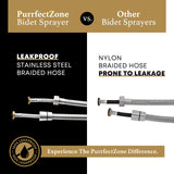 Purrfectzone Bidet Sprayer for Toilet, Handheld Sprayer Kit, Cloth Diaper Sprayer Set - Easy to Install - Stainless Steel