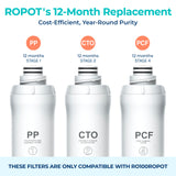 Bluevua Official RO100ROPOT 1-Year Replacement Filter Set, Pack of 1 PP Filter and 1 CTO Filter and 1 PCF Filter