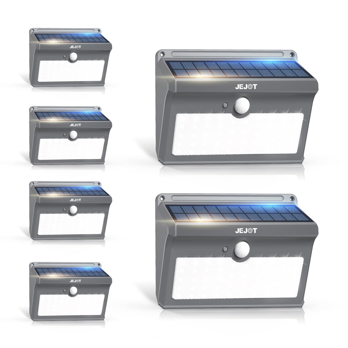 JEJOT 2 Pack Solar Motion Lights Outdoor Waterproof, 270° Wide Angle,3 Modes Solar Wall Lights, Anti Glare Solar Powered Flood Lights for Fence Garage Garden Patio Yard