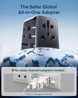 MOMAX Universal Travel Adapter 70W GaN, 3 USB-C PD & 2 USB-A QC, International Power Adapter Outlet, 6-in-1 Wall Charger for Laptop, Phone, European Travel Plug Adapter for UK/US/AUS/JP