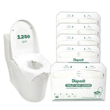 1250 Pcs Disposable Flushable Toilet Seat Covers (5 Packs of 250 Pcs) | 100% Biodegradable Commercial Toilet Seat Covers | Half-Fold Wall Dispenser Compatible | DISPOZIT Safe Liners