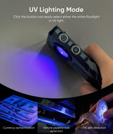 HOTLIGH ZF8313 Rechargeable Flashlight, Magnetic EDC Flashlight Rechargeable, 2000 Lumens LED Flashlight with RGB and UV Lighting Source for Outdoor, Car Repairing
