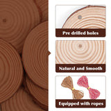 100 Pack Nature Wood Slices for Crafts,2.4-2.8In Unfinished Natural Wood Rounds.Wood Circles Predrilled with Hole and 20m Rope for Wooden Craft Supplies,Painting,Christmas Ornaments,DIY Gifts