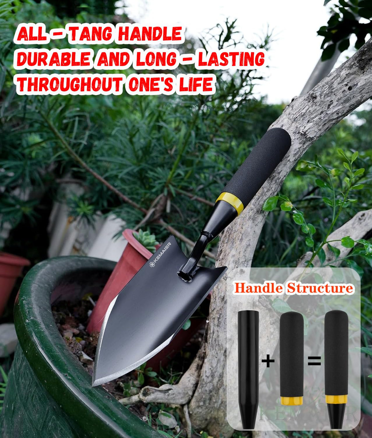 Kemaier Heavy Duty Gardening Hand Trowel - Carbon Steel Shovels Tool