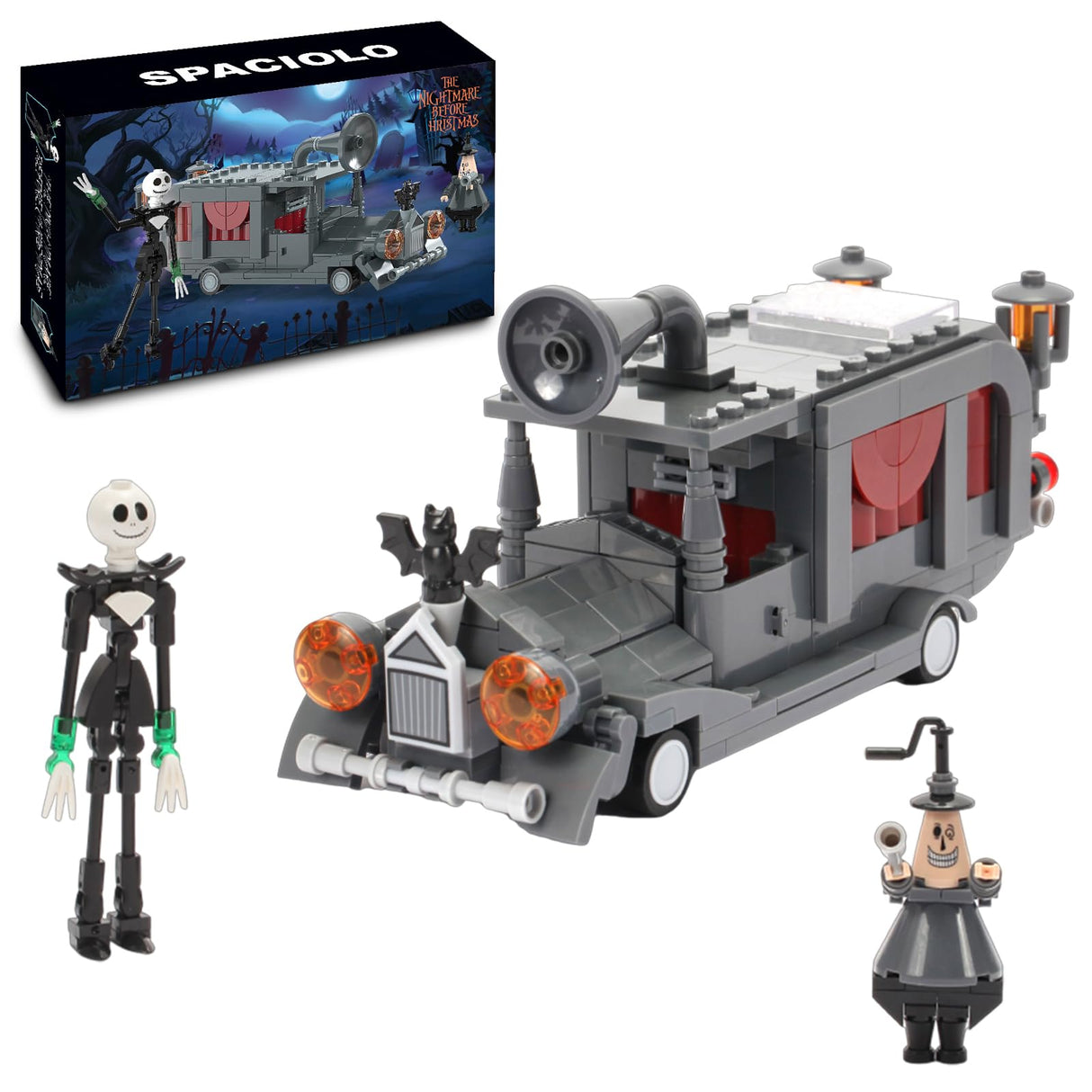 Spaciolo Horror Halloween Toy Building Set, Night Before Christmas Jack and The Mayor of Halloween Town, Mayor-Mobile, Creative Buildable Toy Kit Gifts for Movie Fans Friends Kids, 324PCS