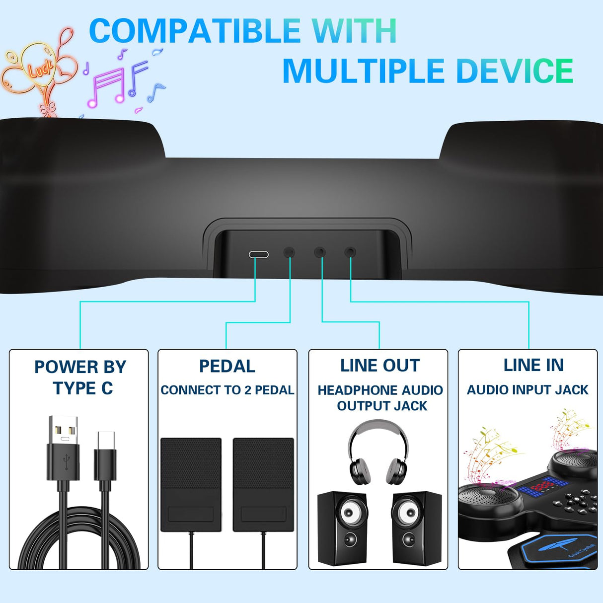Electronic Drum Set - YUOIOYU Electric Drum Set Roll Up Portable Drum Kit MIDI Practice Drum Pad with Dual Built-in Speaker, Drum Sticks and Pedals, Christmas Birthday Gift for Kids Adult