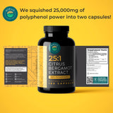 Citrus Bergamot Extract 1000mg Capsules — Natural 25:1 Citrus Bergamot Supplement with 50% Polyphenols Extract and Black Pepper — Natural Formula Vegan and Non-GMO — 180 Capsules