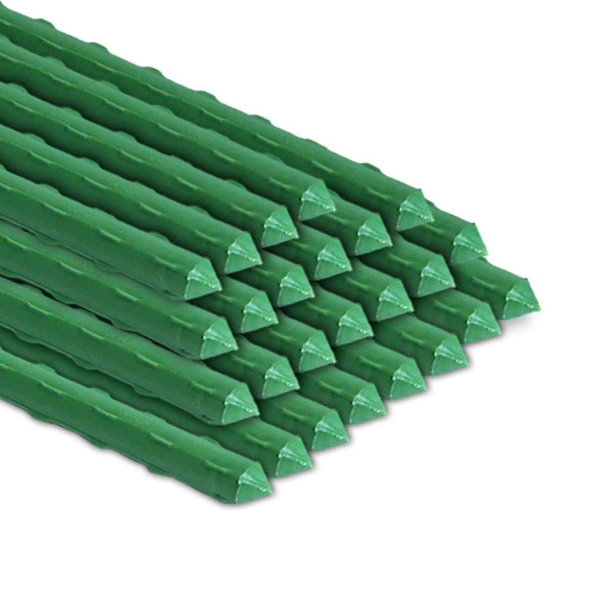 BOTINDO Garden Stakes 36 Inches Sturdy Green Plant Sticks 25 Pack, Metal Tomato Stakes Support, Yard Plant Support Cage for Potted Plants, Tomatoes, Trees, Cucumber, Fences, Beans (36 inch)