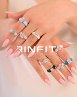 Rinfit Silicone Ring with Stone, Oval Cut CZ - Wht/Sil, Size 6