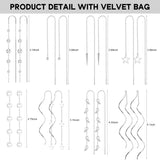 HAIAISO 8 Pairs Threader Dangle Earrings for Women 316L Stainless Steel Chain Tassel Earrings Lightweight Double Twist Wave Threader Drop Earrings Long Chain Earrings Set
