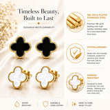 2 Pair Set I 18K Gold Plated Clover Earrings for Women | Four Leaf Stud Earrings | Valentines Gift I Anniversary I Wedding I Occasion