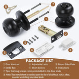 RAZCC Privacy Door Knobs, 10 Pack Matte Black Door Knobs with Lock, Bed and Bath Door Knob Interior Keyless Locksets, Round Door Handles Reversible for Left Right Handed Doors