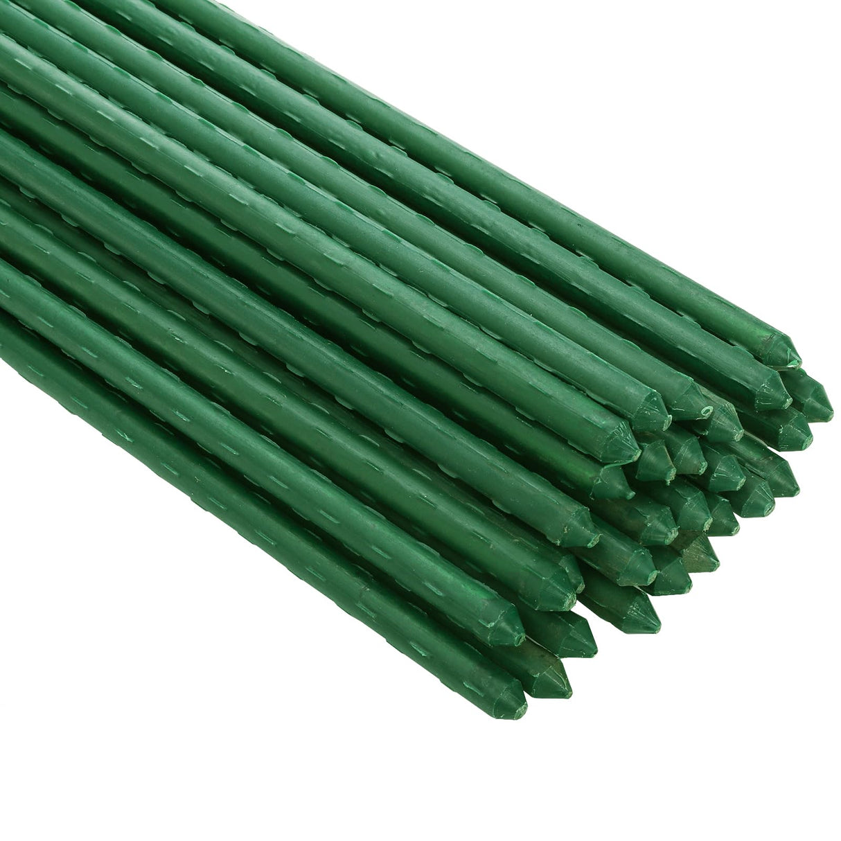 Frcctre 30 Pack 4 Ft Garden Stakes, 48 Inch Sturdy Green Plant Sticks, Plastic Coated Metal Tomato Stakes Support Plant Climbing Support for Tomatoes, Cucumber, Fences, Beans, Potted Plants
