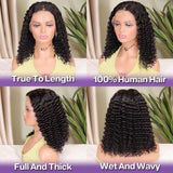 HIRIREMY Deep Wave BOB Wig Human Hair 13x4 HD Curly BOB Lace Front Wigs Human Hair Pre Plucked Wear And Go Glueless Short Curly Frontal BOB Wigs For Black Women Wet And Wavy 14 Inch