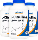Nutricost L-Citrulline 750mg, 180 Capsules (3 Bottles)