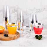 Goodluck 100PCS 10oz Plastic Cups for Party, Disposable Silver Plastic Cups, Cocktail Glasses for Wedding Thanksgiving, Christmas, and Parties